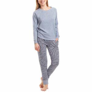 Live Love Lounge Women's 3-Piece Lounge Set Blue Zebra NWT
